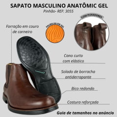 Sapato Masculino Anatomic Gel Floater Pinhão/Cost Café Sola Carpediem Anatomic Ref:3055
