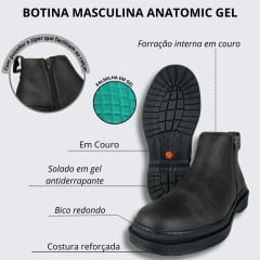 Sapato Masculino Anatomic Gel Mustang Brown/Cost Café Sola 360 Maxx Preta Ref.8009