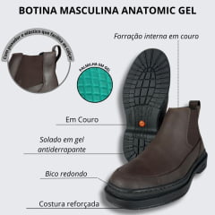 Sapato Masculino Anatomic Gel Mustang Tabaco/Cost Café Sola 360 Maxx Preta Ref.8091