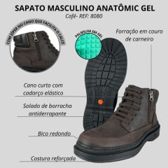 Sapato Masculino Anatomic Gel Rústico T. Moro/Vacum Café Solo 360º Max Preta Ref:8080