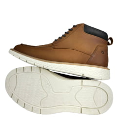 Sapato Masculino Sollu Couro Óleo Brush Castor Com Cadarço Solado Off White Ref:41790C