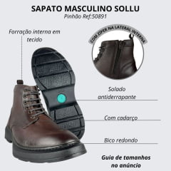 Sapato Masculino Sollu Soft Brush Pinhão Montenegro Coturno Ref:50891