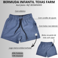 Bermuda Infantil Texas Farm Azul Jeans Ref: BDSTEEN004 - BDSMINI004