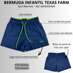 Bermuda Infantil Texas Farm Azul Marinho Com Verde Neon Ref: BDSTEEN004 - BDSMINI004