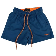 Bermuda Infantil Texas Farm Azul Petróleo Com Laranja Neon Ref: BDSTEEN004 - BDSMINI004