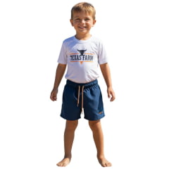 Bermuda Infantil Texas Farm Azul Petróleo Com Laranja Neon Ref: BDSTEEN004 - BDSMINI004