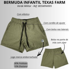 Bermuda Infantil Texas Farm Verde Militar Ref: BDSTEEN004 - BDSMINI004