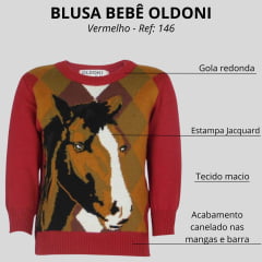 Blusa Bebê Oldoni Losango E Cavalo Ref: RS 146 Cor 02 e 06