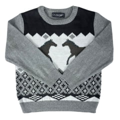 Blusa Infantil Oldoni De Lã Com Estampa De Cavalo Ref:1241 Cor 02/73