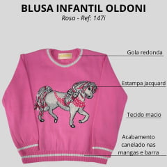 Blusa Infantil Oldoni Estampa Cavalo R:147i Cor 08 e 73