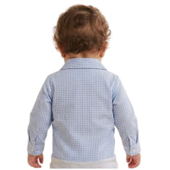 Body Bebê Os Vaqueiros Xadrez Azul Claro Manga Longa - Ref: V22-41030