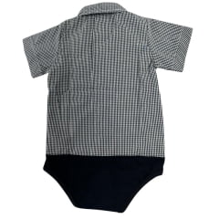 Body Bebê Os Vaqueiros Xadrez Estampa Pequena Preto E Branco Manga Curta - Ref: V20-41015