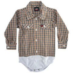 Body Bebê Os Vaqueiros Xadrez Laranja E Preto Manga Longa Ref: V22-41030