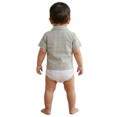 Body Bebê Os Vaqueiros Xadrez Preto E Branco Manga Curta - Ref: V20-41015