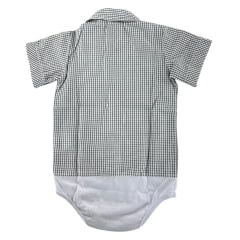 Body Bebê Os Vaqueiros Xadrez Preto E Branco Manga Curta - Ref: V20-41015