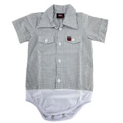 Body Bebê Os Vaqueiros Xadrez Preto E Branco Manga Curta - Ref: V20-41015