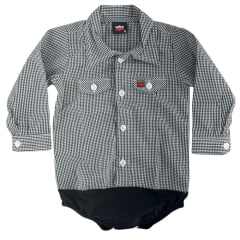 Body Bebê Os Vaqueiros Xadrez Preto E Branco Manga Longa Ref: V22-41030