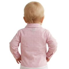 Body Bebê Os Vaqueiros Xadrez Rosa Manga Longa Ref: V22-41030