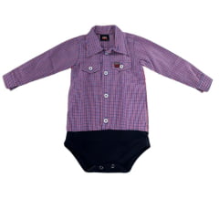 Body Bebê Os Vaqueiros Xadrez Roxo Manga Longa Ref: V22-41030