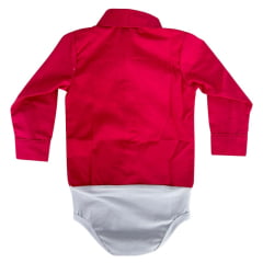 Body Infantil Baby Ranch Camisa Manga Longa Rosa Pink Com Bordado De Cavalo Strass Ref:105