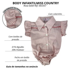 Body Infantil Baby Miss Country Sweet RN Rosa Bebê Ref:003357