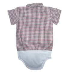 Body Infantil Baby Ranch Estilo Camisa Manga Curta Xadrez Vermelho E Branco Ref:4002