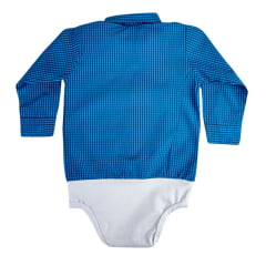 Body Infantil Baby Ranch Estilo Camisa Manga Longa Xadrez Azul E Preto Ref:4001