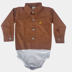Body Infantil Baby Ranch Estilo Camisa Manga Longa Xadrez Ref: 4001 - Escolha a cor