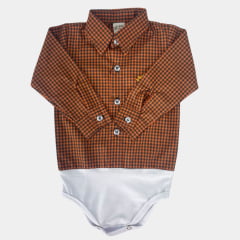 Body Infantil Baby Ranch Estilo Camisa Manga Longa Xadrez Ref: 4001 - Escolha a cor