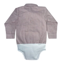 Body Infantil Baby Ranch Estilo Camisa Manga Longa Xadrez Vermelho Com Branco Ref:4001
