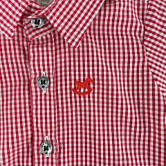 Body Infantil Baby Ranch Estilo Camisa Manga Longa Xadrez Vermelho E Branco Logo Vermelho Ref:4001