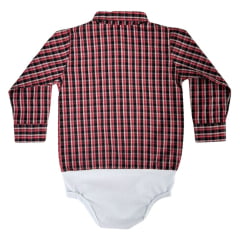 Body Infantil Baby Ranch Estilo Camisa Manga Longa Xadrez Vermelho/Preto/Branco Ref:4001