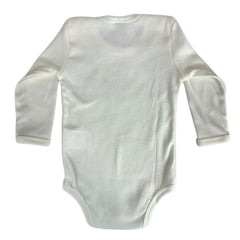Body Infantil Baby Ranch Malha Manga Longa Feminino Pérola Com Estampa Cavalo E Flores Ref:1048