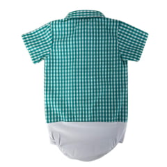 Body Infantil Baby Ranch Manga Curta Estilo Camisa Xadrez Verde E  Branco Ref:4002