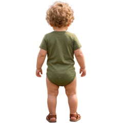 Body Infantil Baby Ranch Manga Curta Verde Militar Estampada Agro Baby Trator - REF:1613