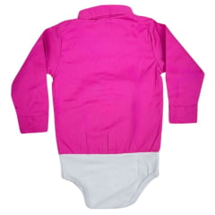 Body Infantil Laço Forte Modelo Camisa Manga Longa Rosa Maravilha Com Bordado de Cavalo Brilhante Ref.432