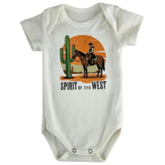 Body Infantil Mini Farm Manga Curta Off White Estampada Spirit West Ref MF206