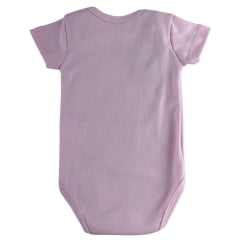 Body Infantil Mini Farm Manga Curta Rosa Estampa Cavalos e Flores Ref MF235