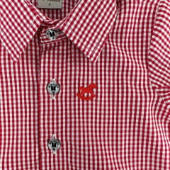 Body Infantil Ranch Estilo Camisa Manga Curta Xadrez Vermelho Logo Vermelho Ref: 4002