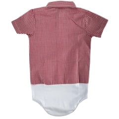 Body Infantil Ranch Estilo Camisa Manga Curta Xadrez Vermelho Logo Vermelho Ref: 4002