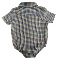 Body Infantil Texas Farm Manga Curta Estilo Camisa Xadrez Amarelo/Laranja Com Logo Preto Ref:DIVBD