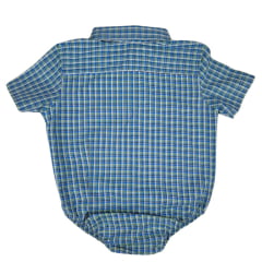 Body Infantil Texas Farm Manga Curta Estilo Camisa Xadrez Azul/Verde Com Logo Amarelo Ref:DIVBD