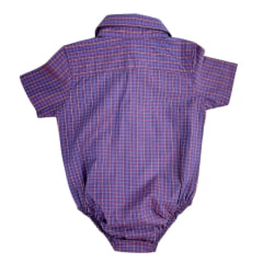 Body Infantil Texas Farm Manga Curta Estilo Camisa Xadrez Roxo/Laranja Com Logo Preto Ref:DIVBD