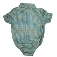 Body Infantil Texas Farm Manga Curta Estilo Camisa Xadrez Verde/Preto Com Logo Verde Ref:DIVBD