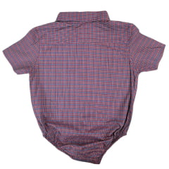 Body Infantil Texas Farm Manga Curta Estilo Camisa Xadrez Vermelho/Azul Com Logo Preto Ref:DIVBD