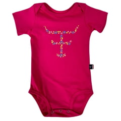 Body Infantil Texas Farm Manga Curta Rosa e Preto - Ref. BM011 - Escolha a cor