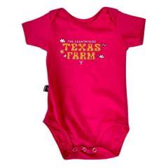 Body Infantil Texas Farm Manga Curta Rosa e Preto - Ref. BM014 - Escolha a cor