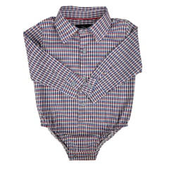 Body Infantil Texas Farm Manga Longa Estilo Camisa Xadrez Preto/Azul/Vermelho Com Logo Amarelo Ref:DIV BD