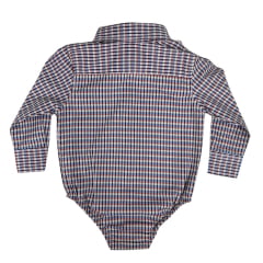 Body Infantil Texas Farm Manga Longa Estilo Camisa Xadrez Preto/Azul/Vermelho Com Logo Amarelo Ref:DIV BD