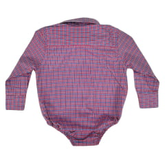 Body Infantil Texas Farm Manga Longa Estilo Camisa Xadrez Vermelho/Azul Com Logo Preto Ref:DIV BD